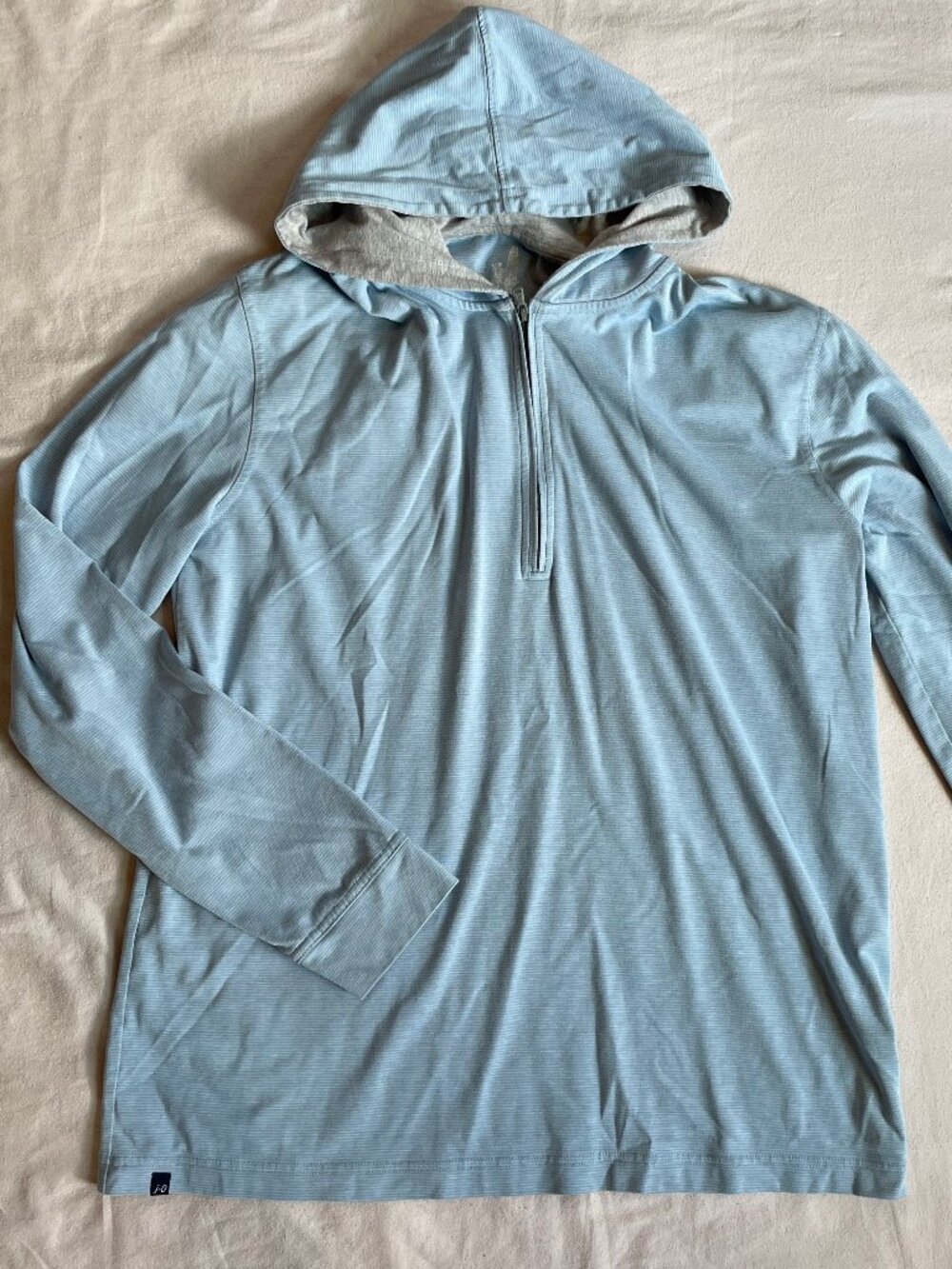 johnnie-O Light Blue Half-Zip Hooded Long Sleeve Shirt
